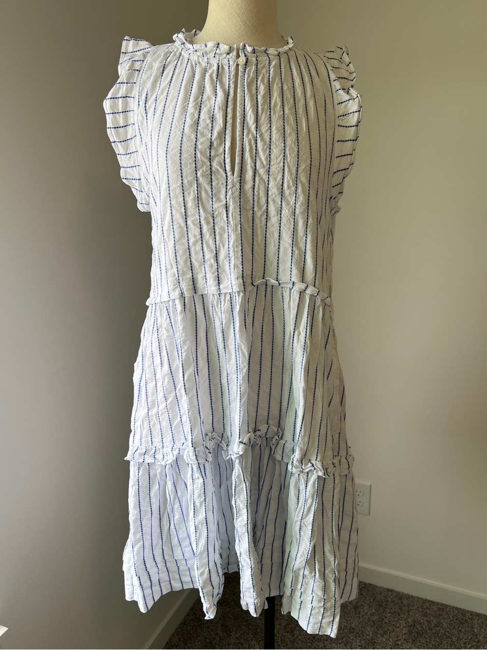 ME+EM Women's Striped Swing Tiered Mini Dress Size 12 - Picture 5 of 12